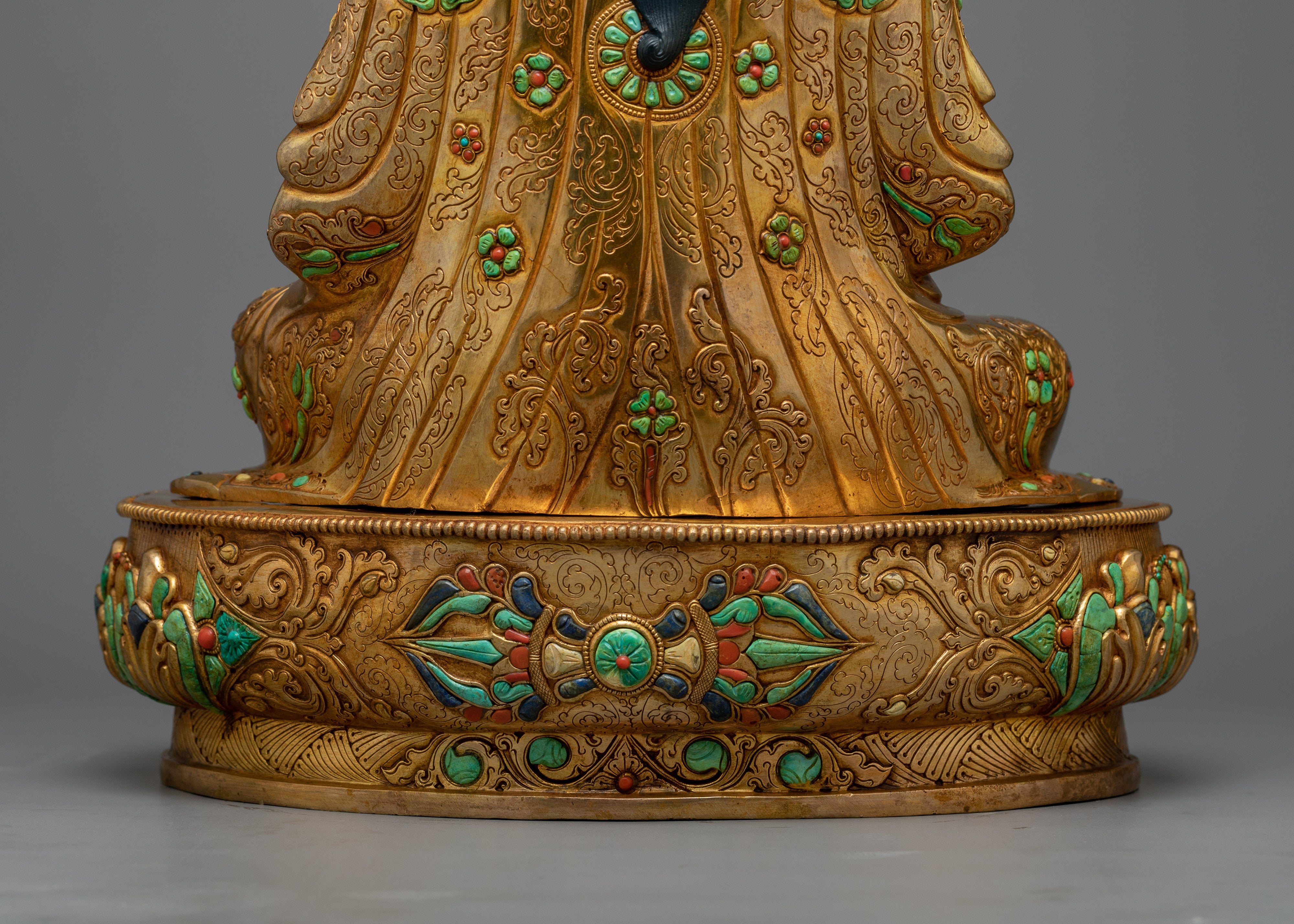 Sacred Guru Orgen Norlha Sculpture with Gemstones | Legacy of Spiritual Mastery
