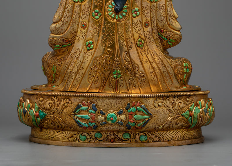 Sacred Guru Orgen Norlha Sculpture with Gemstones | Legacy of Spiritual Mastery