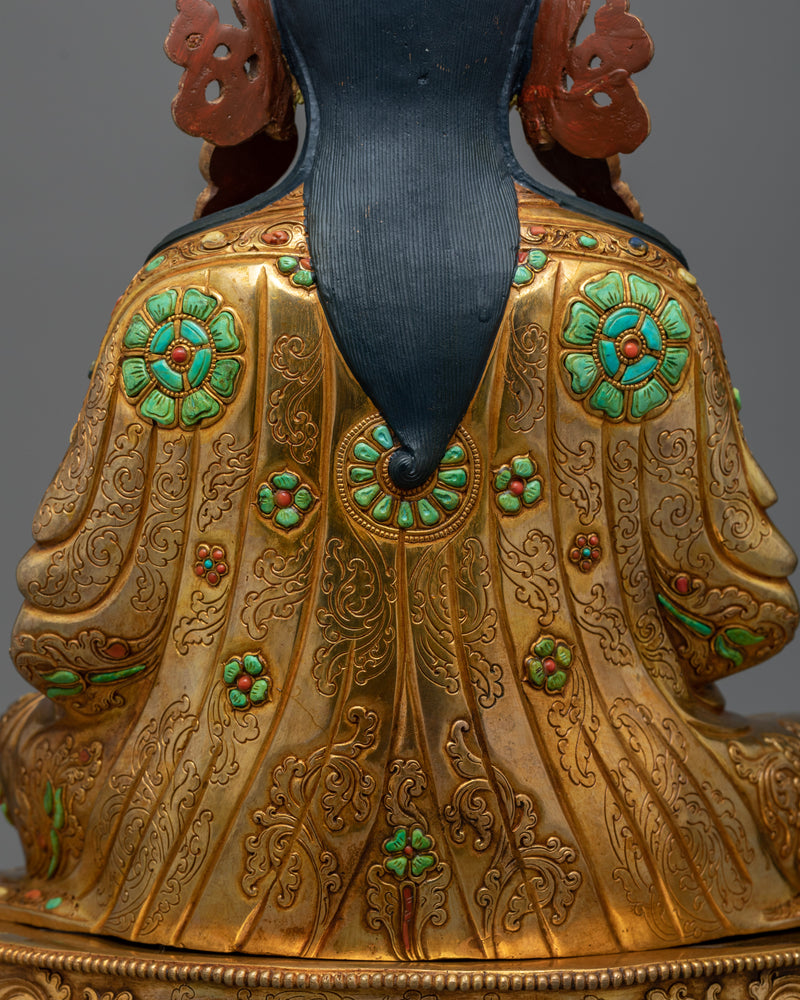 Sacred Guru Orgen Norlha Sculpture with Gemstones | Legacy of Spiritual Mastery