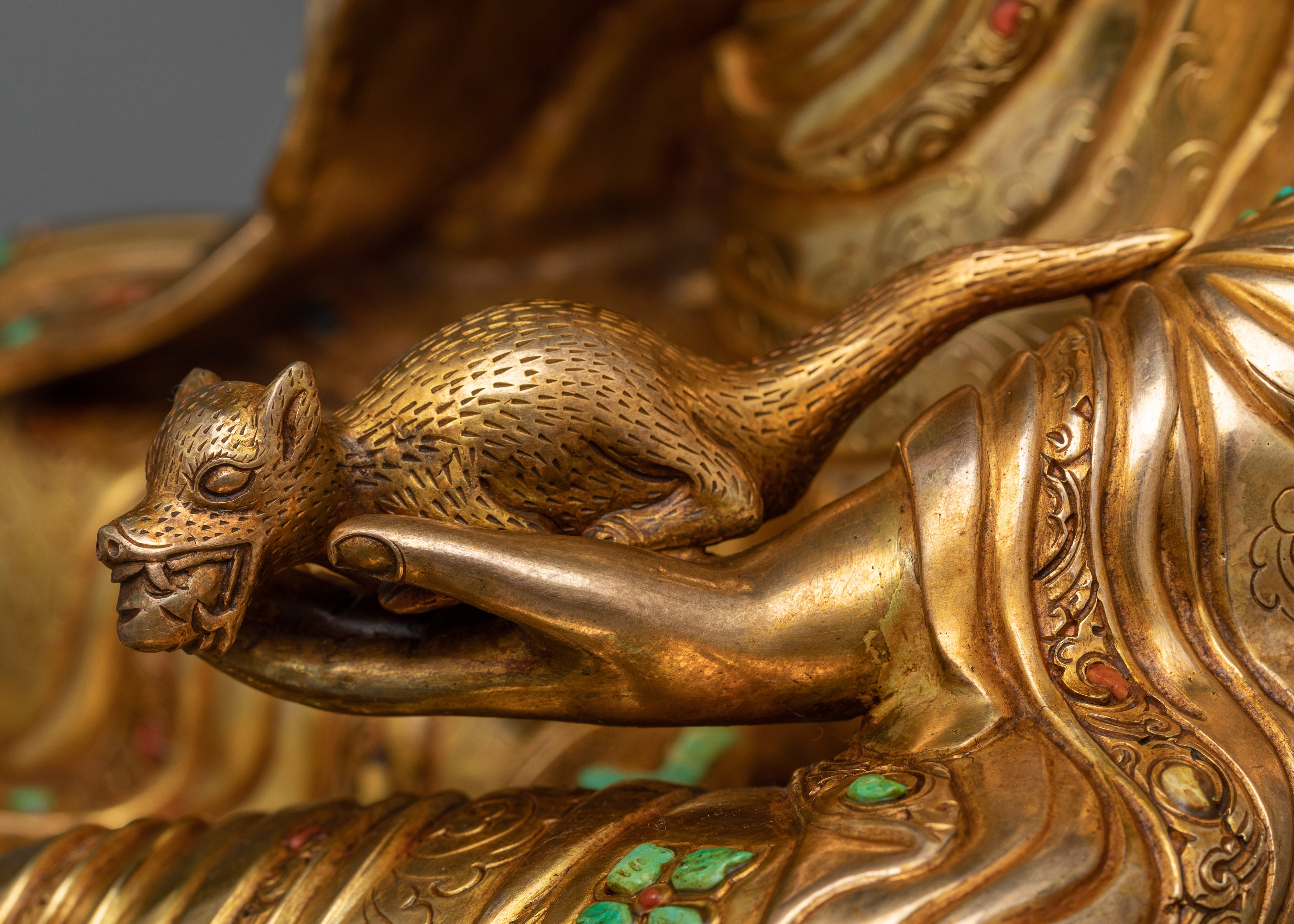 Sacred Guru Orgen Norlha Sculpture with Gemstones | Legacy of Spiritual Mastery