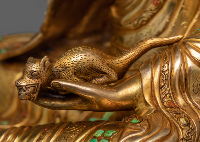 Sacred Guru Orgen Norlha Sculpture with Gemstones | Legacy of Spiritual Mastery