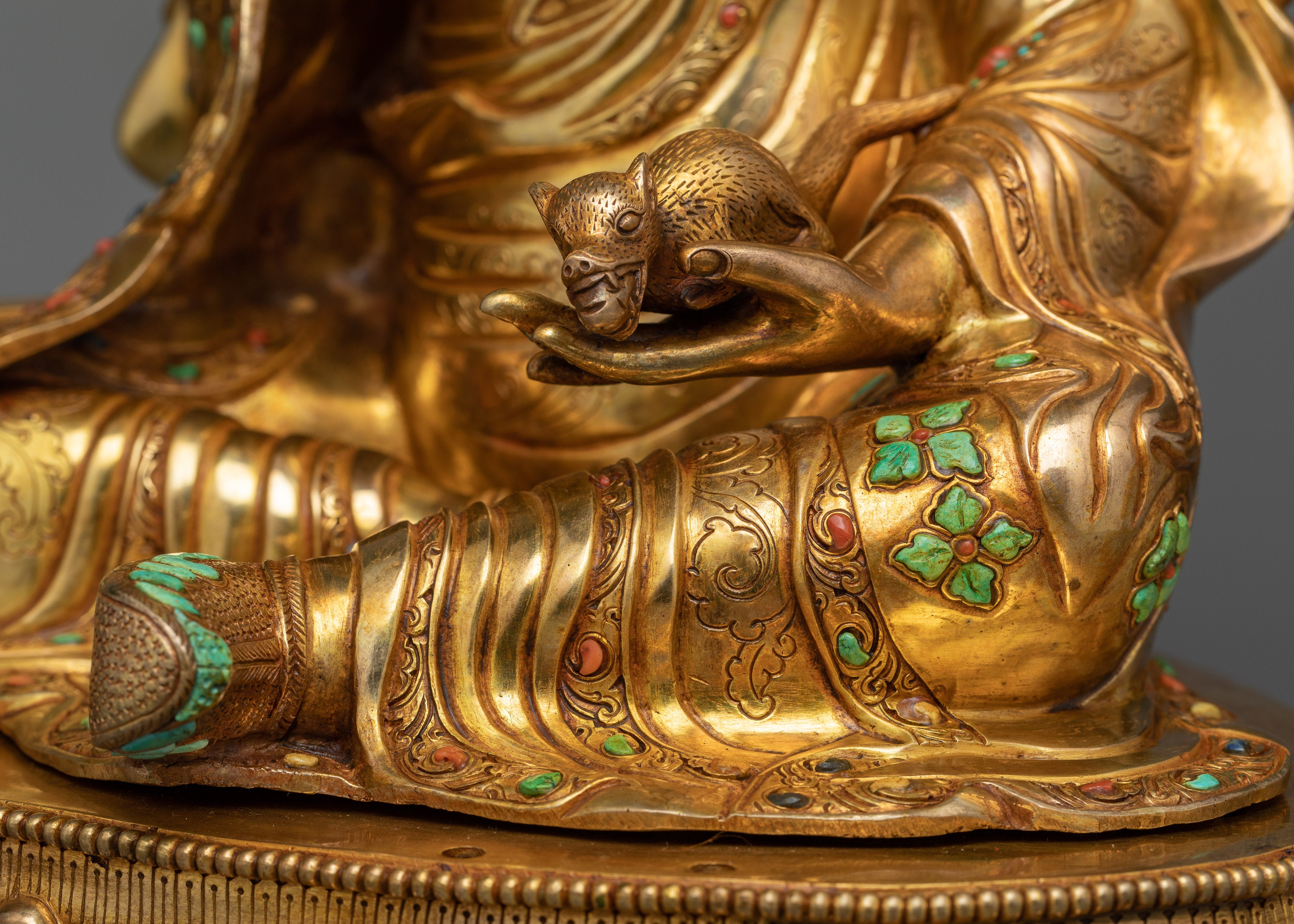 Sacred Guru Orgen Norlha Sculpture with Gemstones | Legacy of Spiritual Mastery