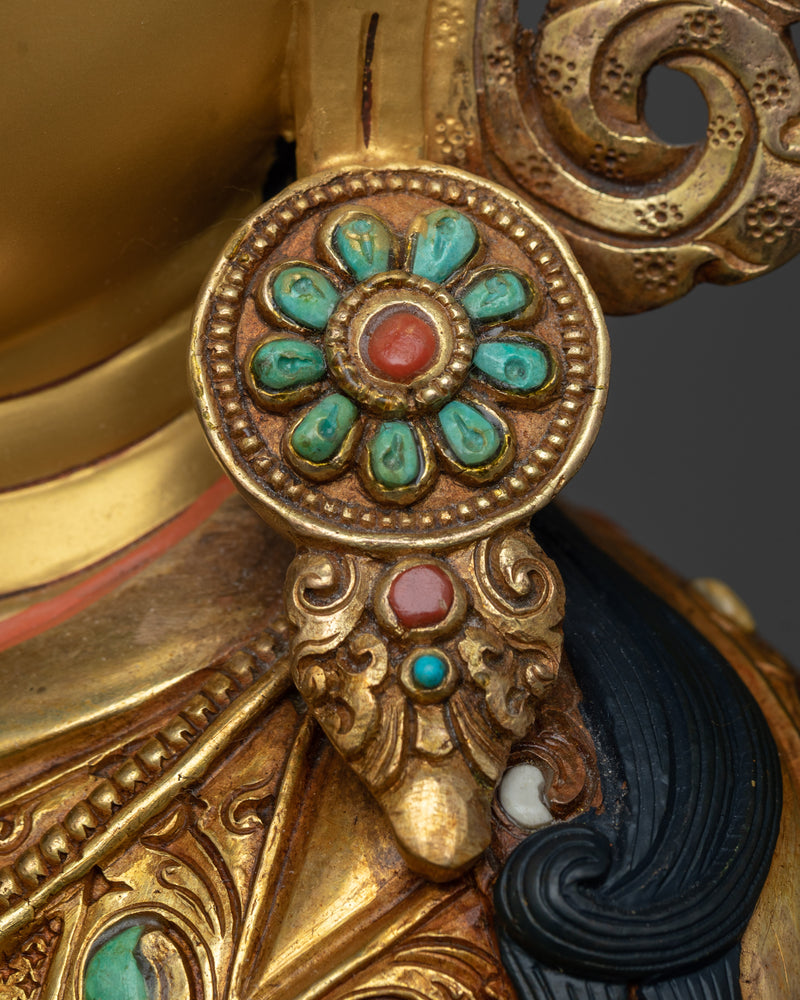 Sacred Guru Orgen Norlha Sculpture with Gemstones | Legacy of Spiritual Mastery