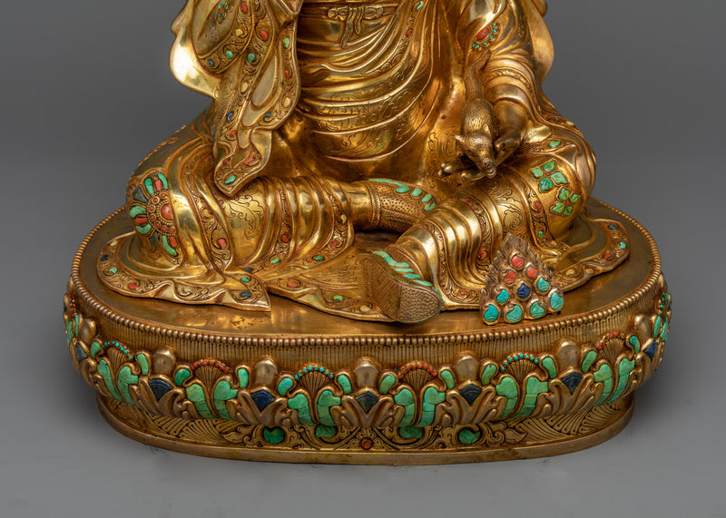 Sacred Guru Orgen Norlha Sculpture with Gemstones | Legacy of Spiritual Mastery