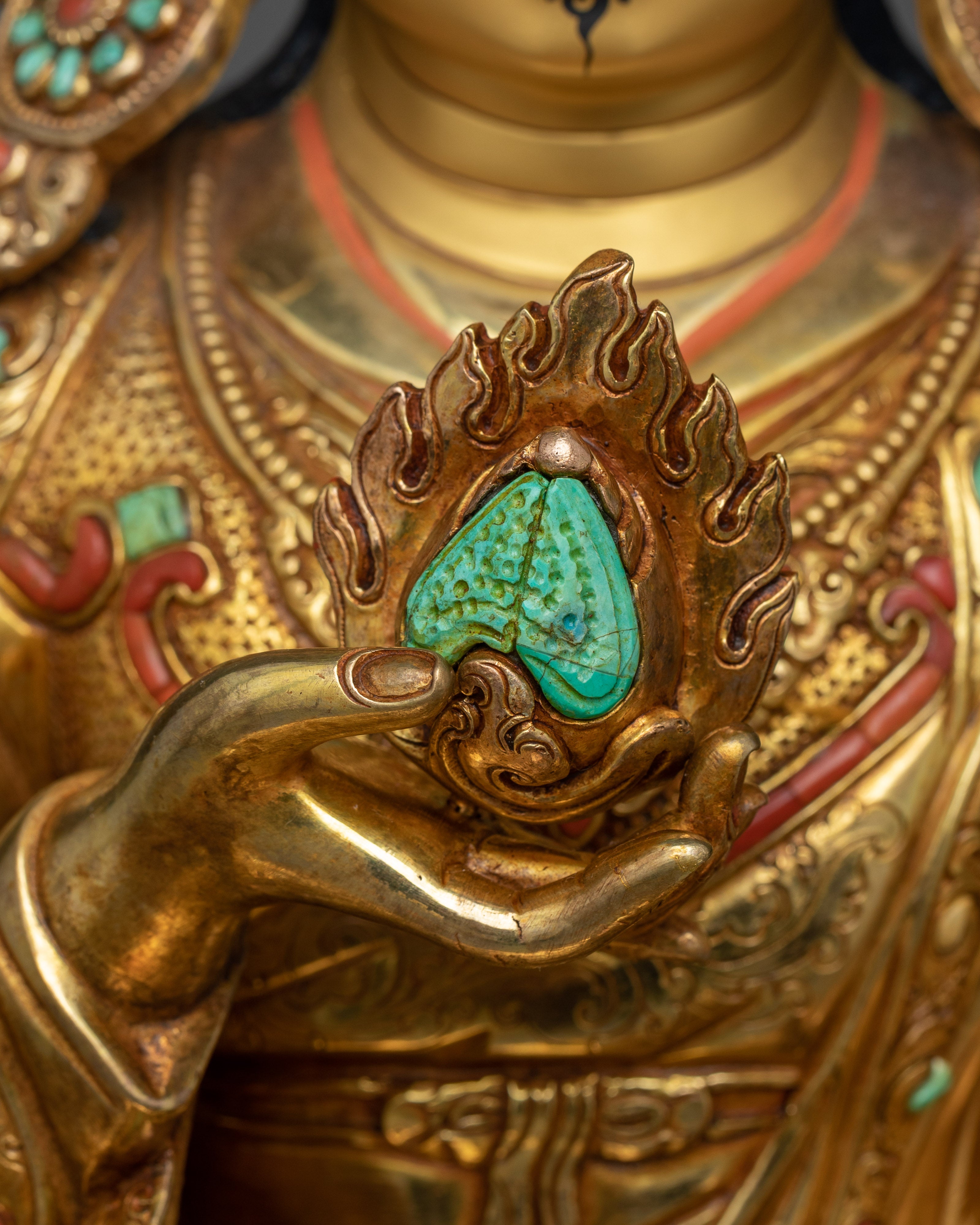 Sacred Guru Orgen Norlha Sculpture with Gemstones | Legacy of Spiritual Mastery