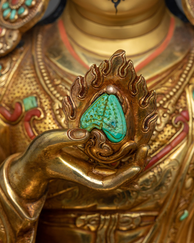 Sacred Guru Orgen Norlha Sculpture with Gemstones | Legacy of Spiritual Mastery
