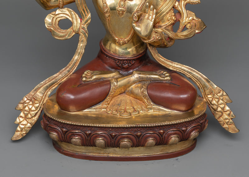 Wisdom Buddha Manjushri Gold Gilded Statue | Illumination of Wisdom
