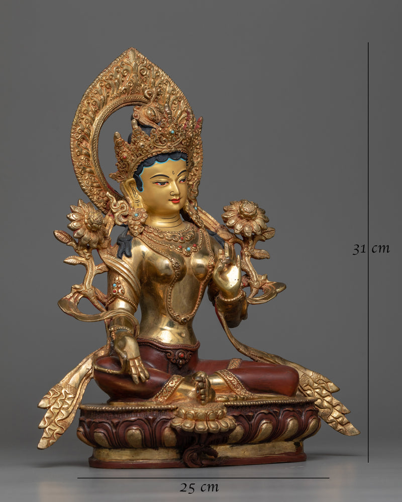 Green Tara Buddhist Goddess Statue | A Radiant Beacon of Serenity and Grace