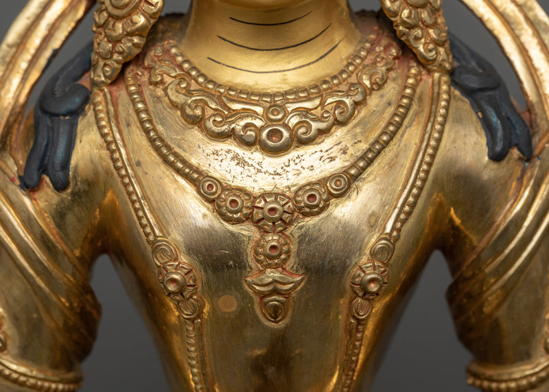 Long Life Amitayus Buddha Statue | A Timeless Elixir in 24K Gold and Oxidized Copper Mastery