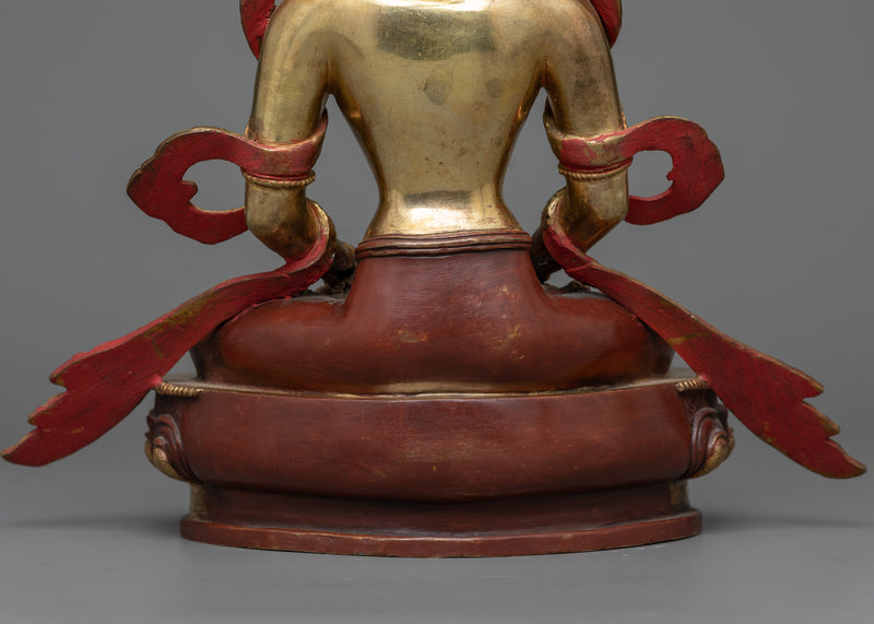 Long Life Amitayus Buddha Statue | A Timeless Elixir in 24K Gold and Oxidized Copper Mastery