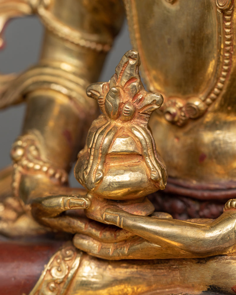 Long Life Amitayus Buddha Statue | A Timeless Elixir in 24K Gold and Oxidized Copper Mastery