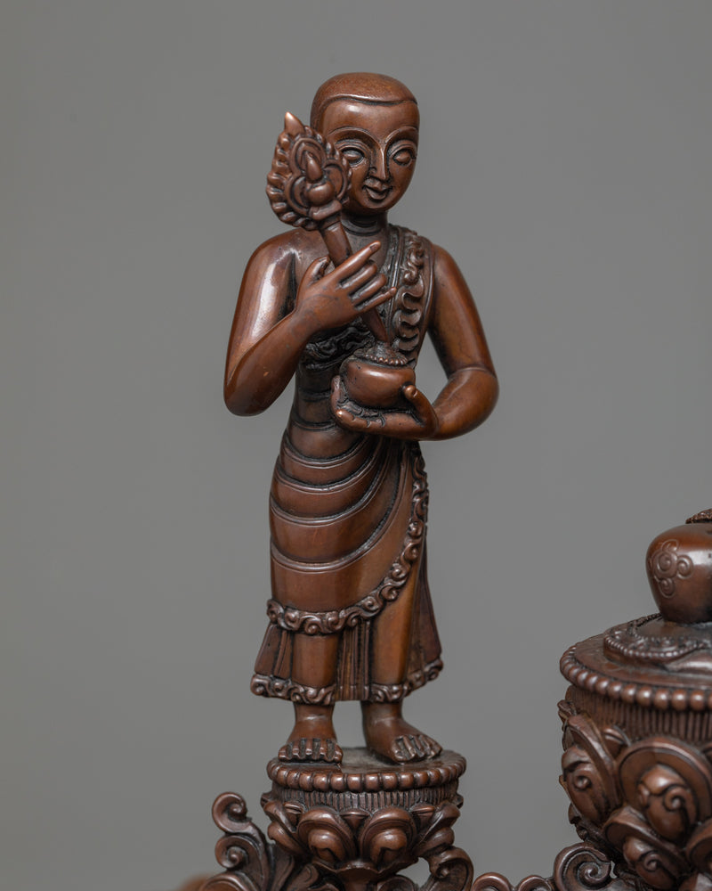 Shakyamuni Buddha with Attendant Disciples | Oxidized Copper Masterwork