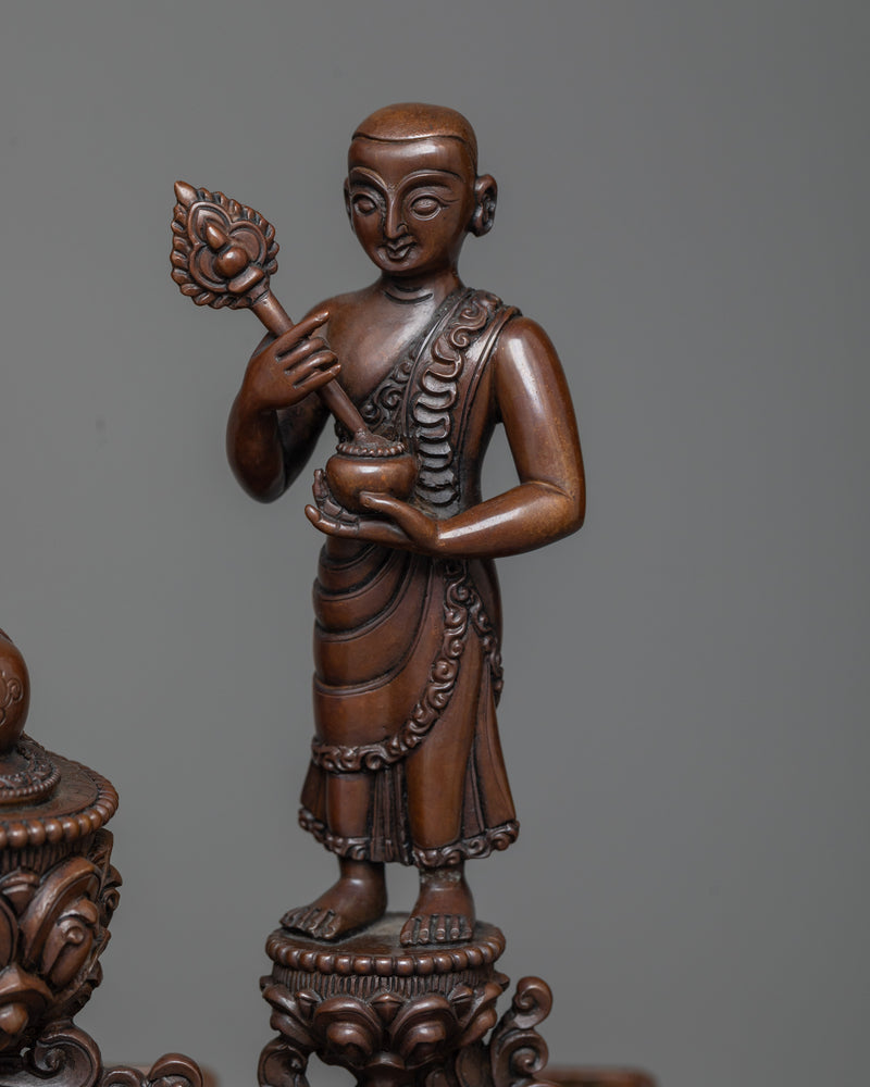 Shakyamuni Buddha with Attendant Disciples | Oxidized Copper Masterwork