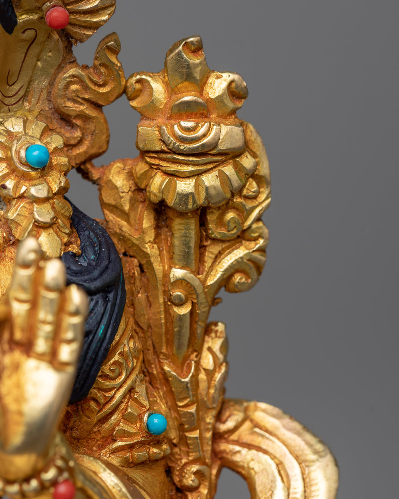 Manjushri Wisdom Bodhisattva Sculpture | Luminous 24K Gold Gilded Icon