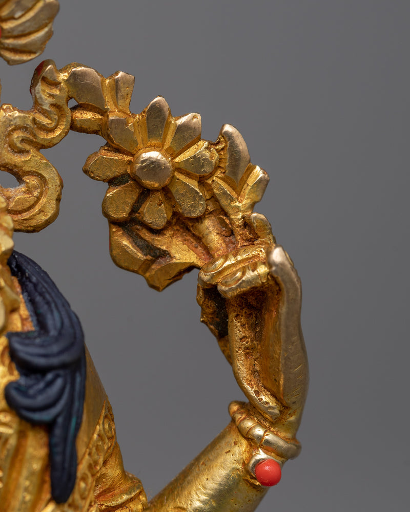 Divine Chenrezi Gilt Statue in 24K Gold | Compassion Embodied