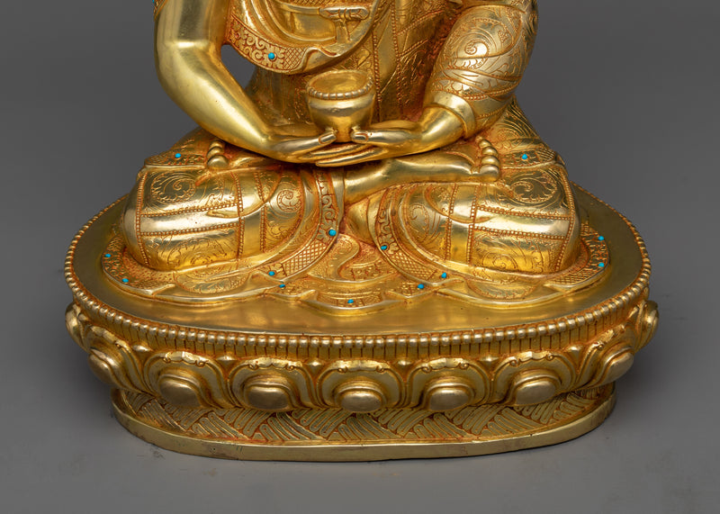 Radiant Amitabha Buddha Gilt Statue | Beacon of Infinite Light