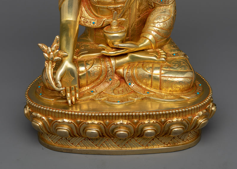 Medicine Buddha Gold Gilt Statue | Sanctuary of Well-being