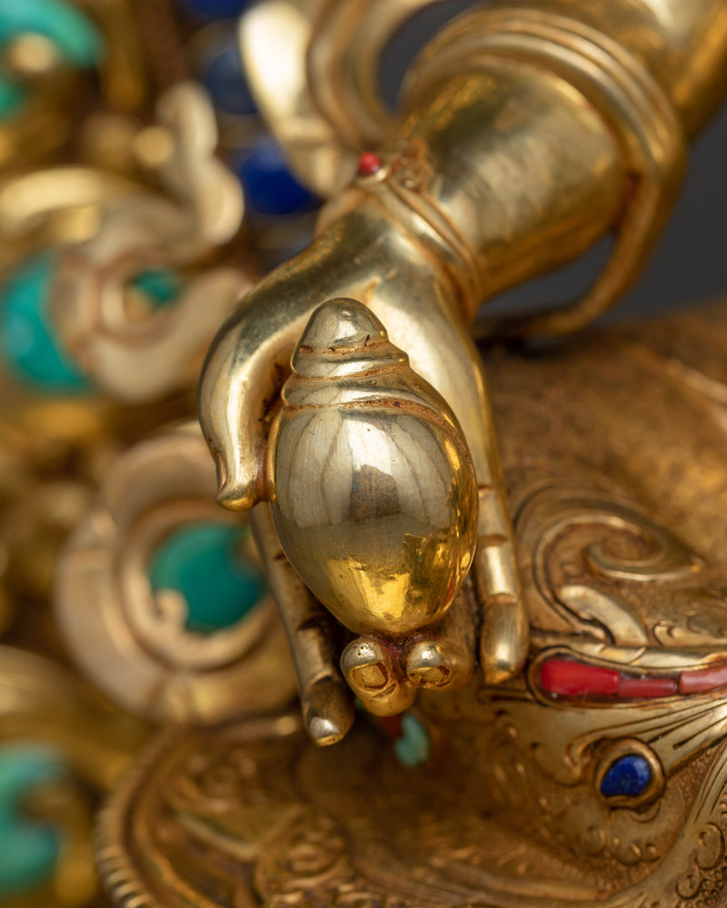 Grand Dzambhala Wealth Deity Statue | 24K Gold Gilded Prosperity Symbol