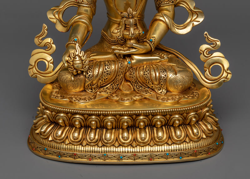Sacred Ksitigarbha Bodhisattva Statue | 24K Gold Gilded Guardian of the Earth