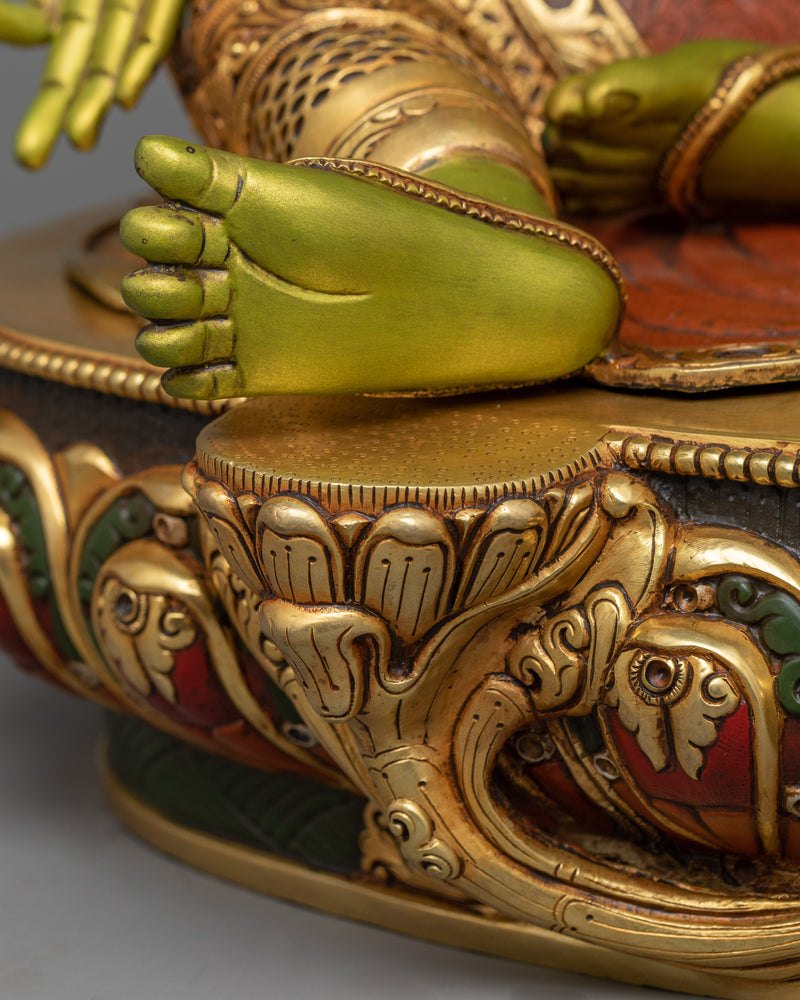 Spiritual Green Tara Sculpture | Serene Vision of Compassion