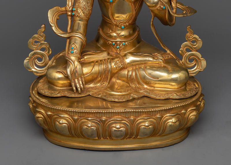 White Tara bodhisattva of Healing and Longevity | 24K Gold Gilded Statue