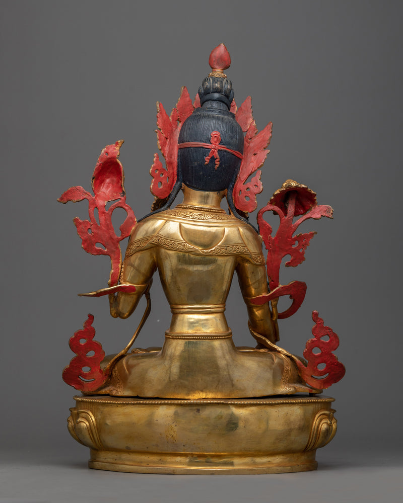 White Tara bodhisattva of Healing and Longevity | 24K Gold Gilded Statue