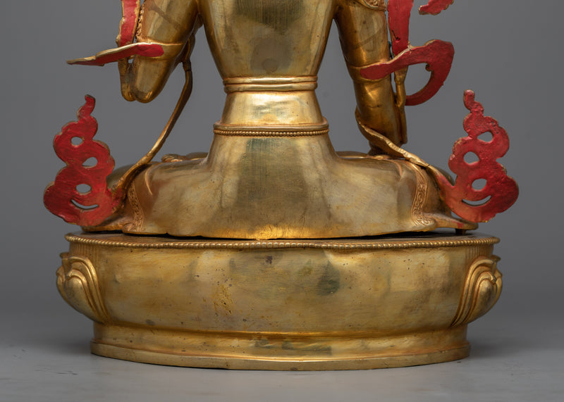 White Tara bodhisattva of Healing and Longevity | 24K Gold Gilded Statue