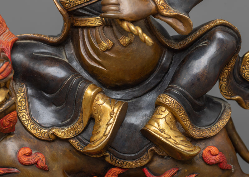 Dorje Legpa Dharma Protector | 24K Gold Gilded Guardian Sculpture