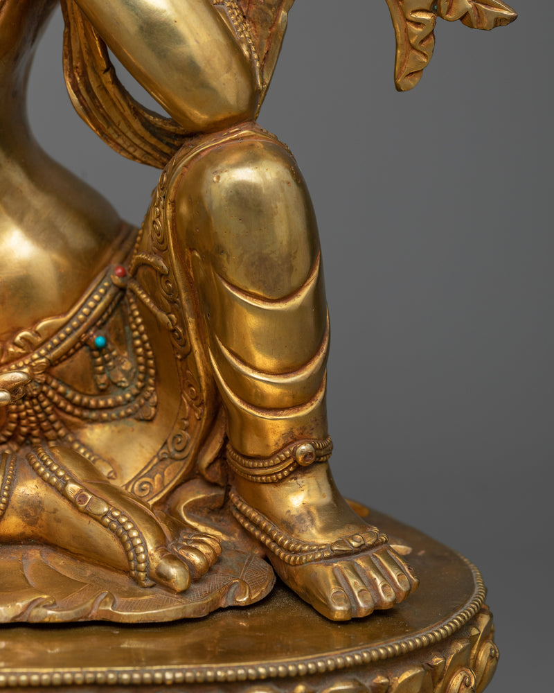 Elegant Two-Armed Avalokiteshvara Statue | Premium 24K Gold Gilded Sculpture