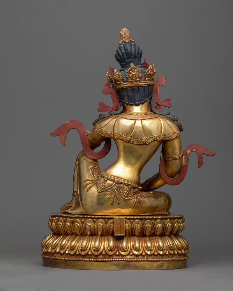 Elegant Two-Armed Avalokiteshvara Statue | Premium 24K Gold Gilded Sculpture