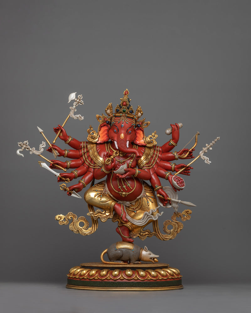 Majestic Red Ganesh | Collector's Pride Statue painted with Hidden Technique