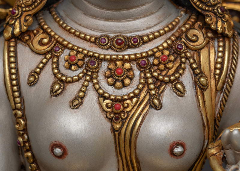Bodhisattva White Tara Rupa | Traditionally Molded and Carved Bodhisattva Sculpture