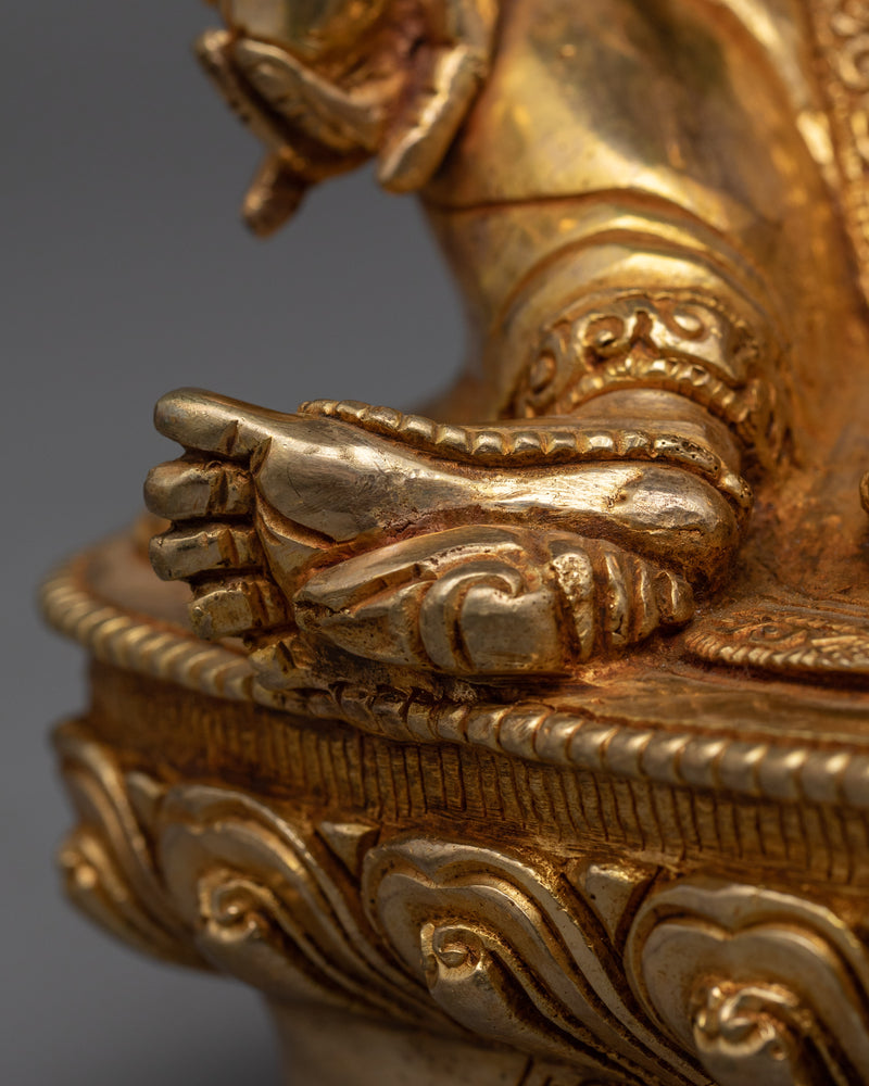 Dzambhala-Kubera: God of Wealth and Prosperity | 24K Gold Gilded Sculpture