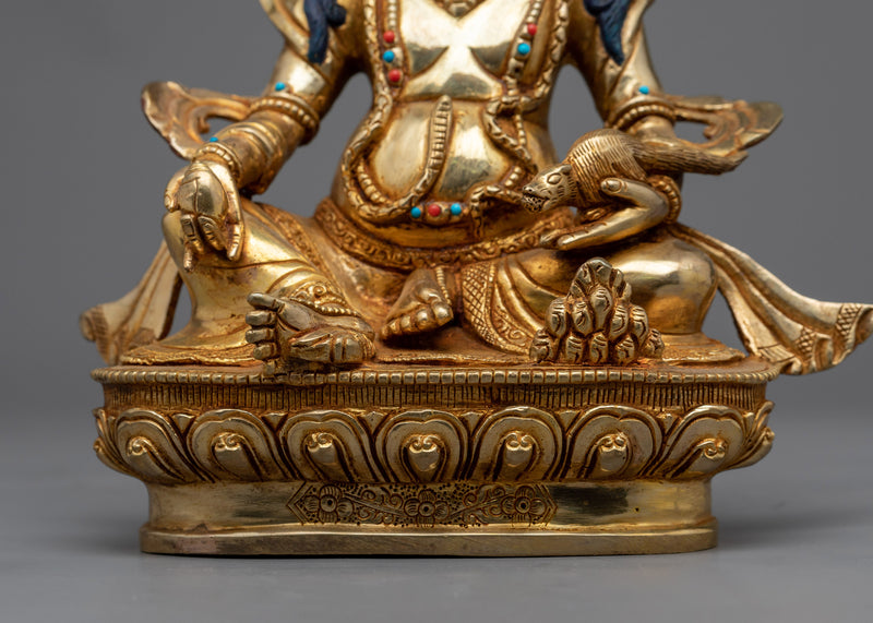 Dzambhala-Kubera: God of Wealth and Prosperity | 24K Gold Gilded Sculpture