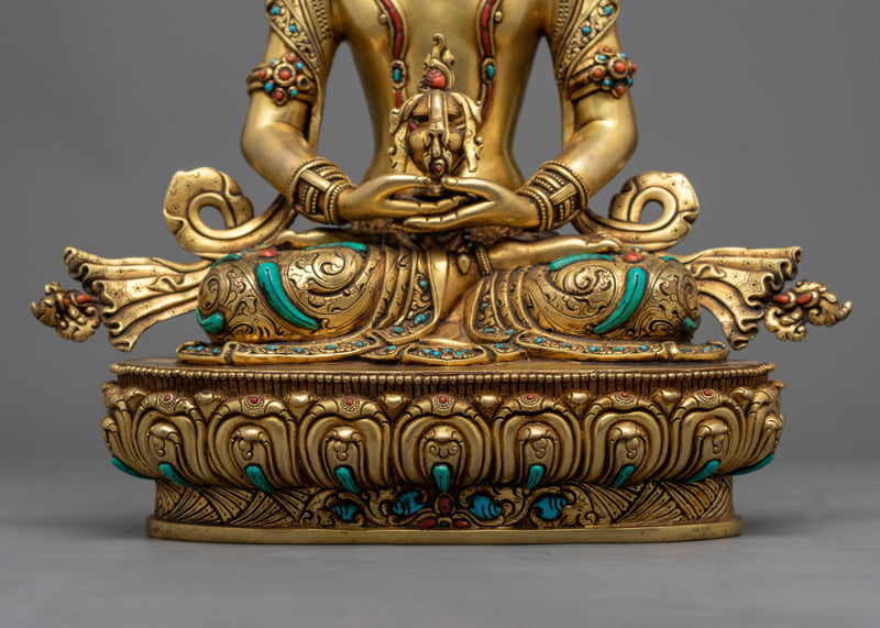 Amitayus: The Bodhisattva of Longevity | 24K Gold Gilded Statue
