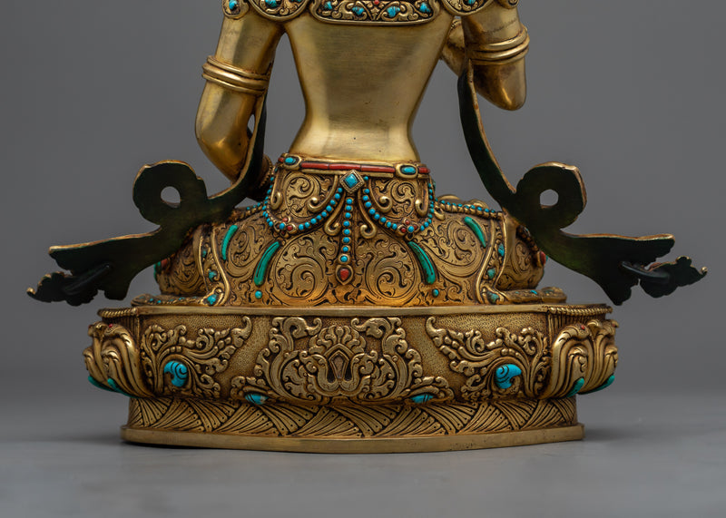 Vajrasattva: The Bodhisattva of Purification | 24K Gold Gilded Statue and Carved Stones
