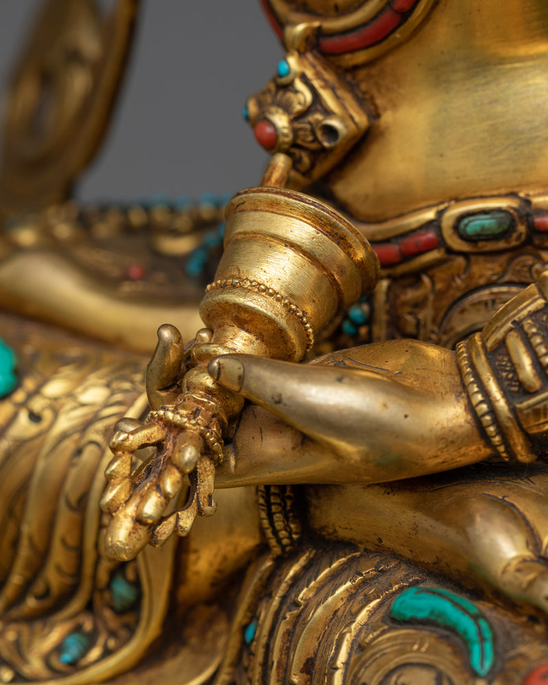 Vajrasattva: The Bodhisattva of Purification | 24K Gold Gilded Statue and Carved Stones