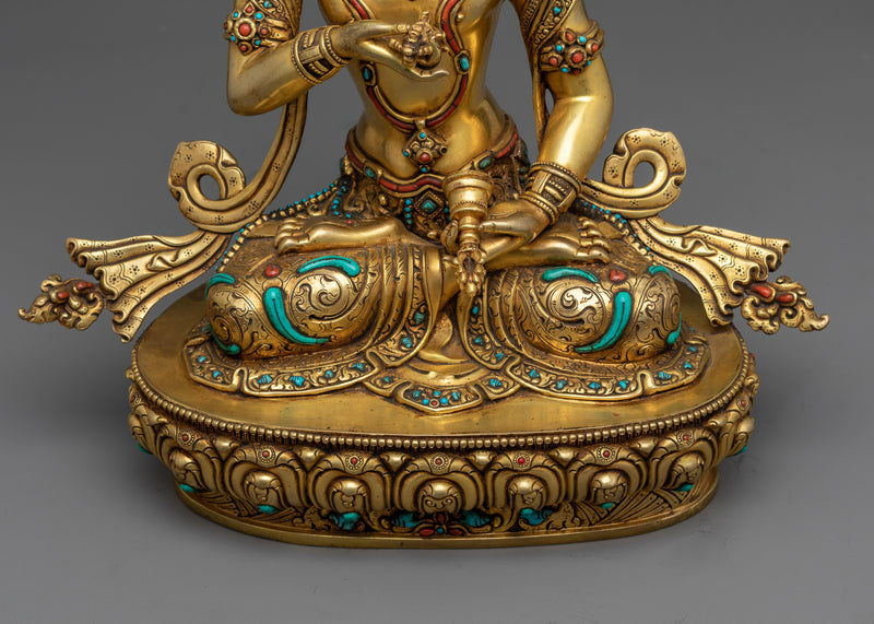 Vajrasattva: The Bodhisattva of Purification | 24K Gold Gilded Statue and Carved Stones