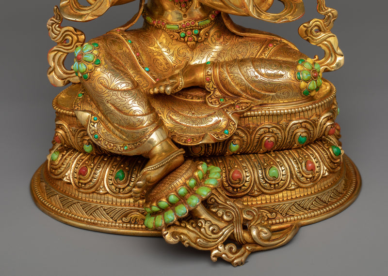 Bodhisattva Manjushri: The Embodiment of Wisdom | Premium 24K Gold Gilded Statue