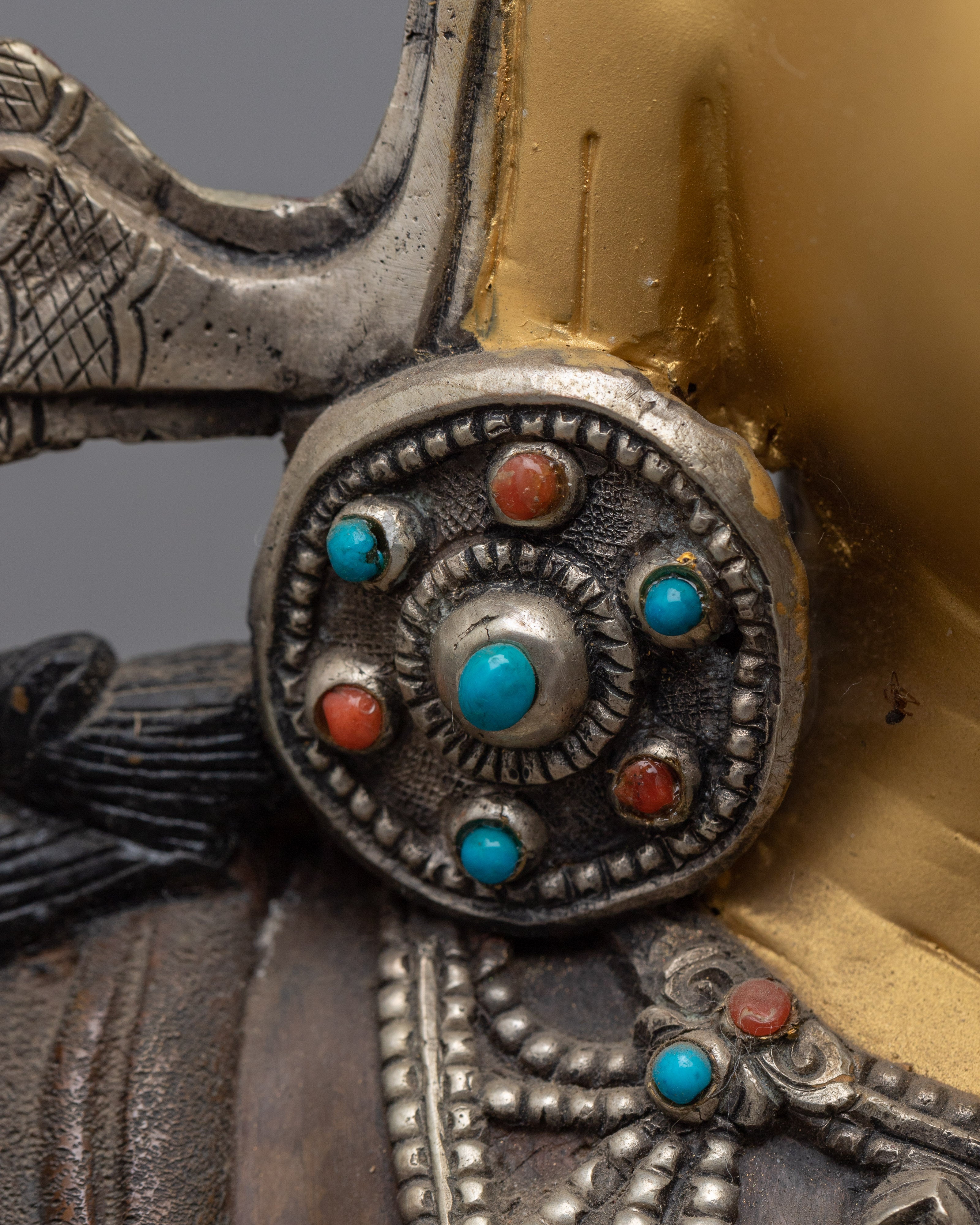 2-Arm Lokeshvara Sculpture in Silver and Gold | Embodiment of Compassion