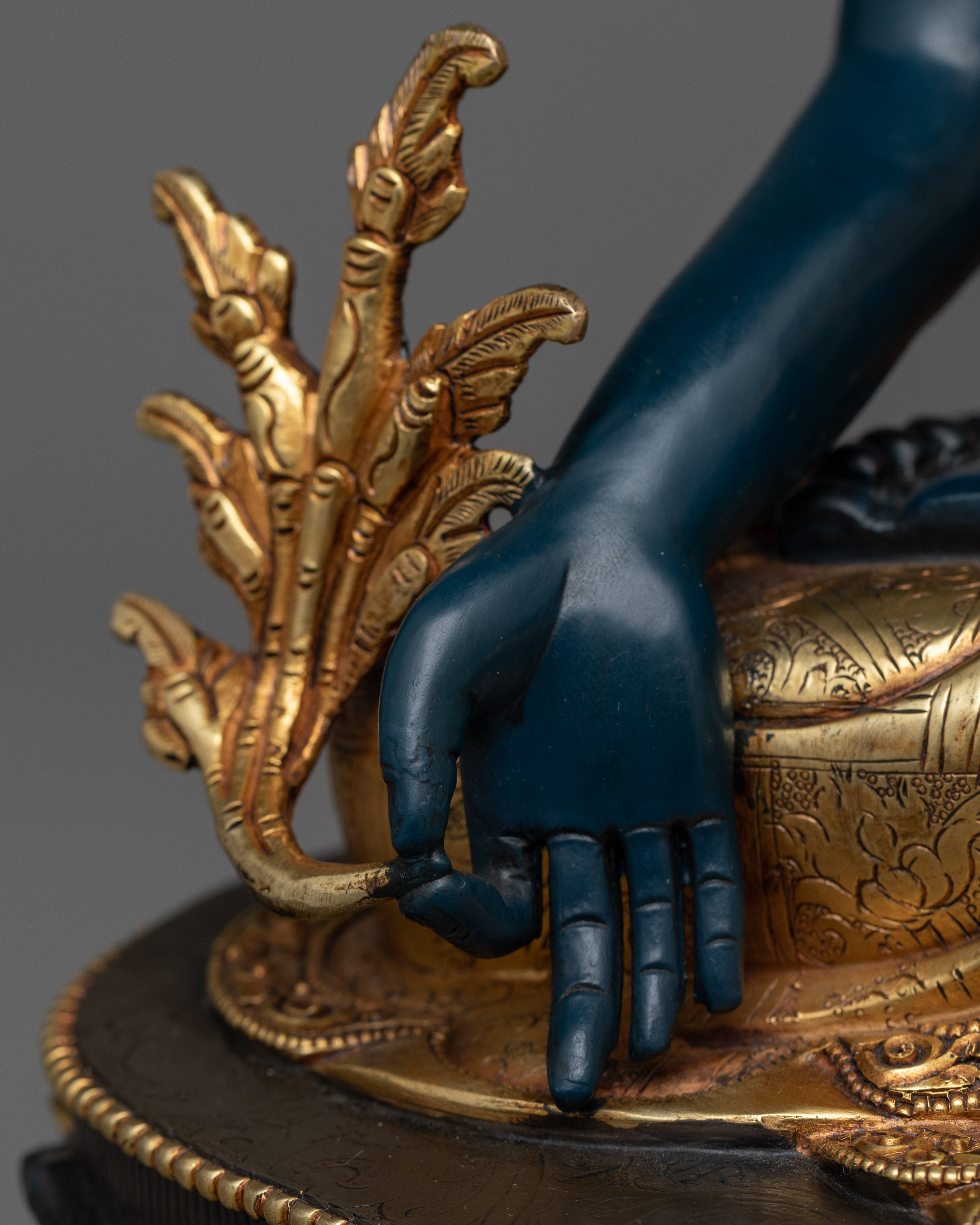 Blue Medicine Buddha: The Healing Master | Exquisite Bhaisajyaguru on Throne Statue