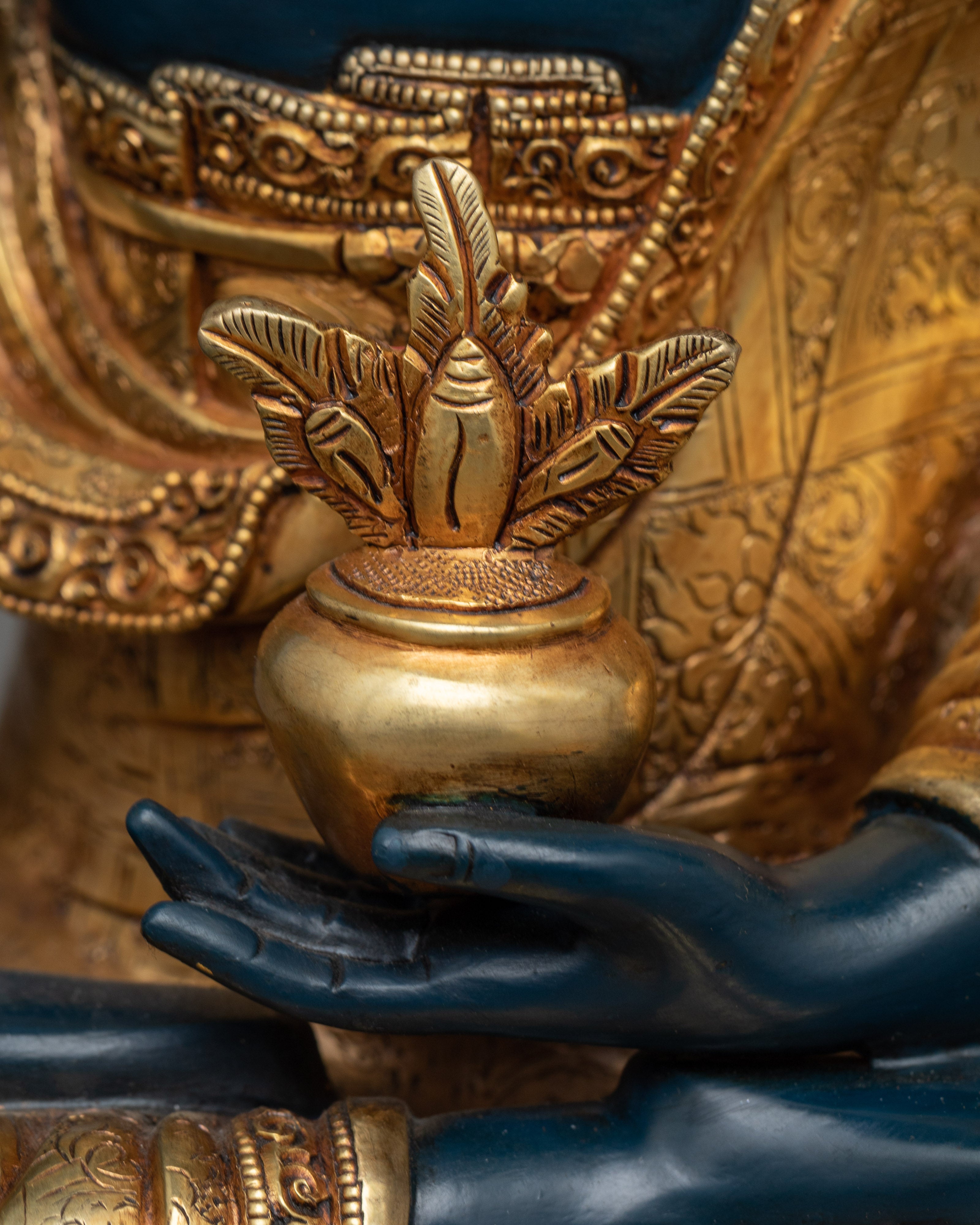Blue Medicine Buddha: The Healing Master | Exquisite Bhaisajyaguru on Throne Statue