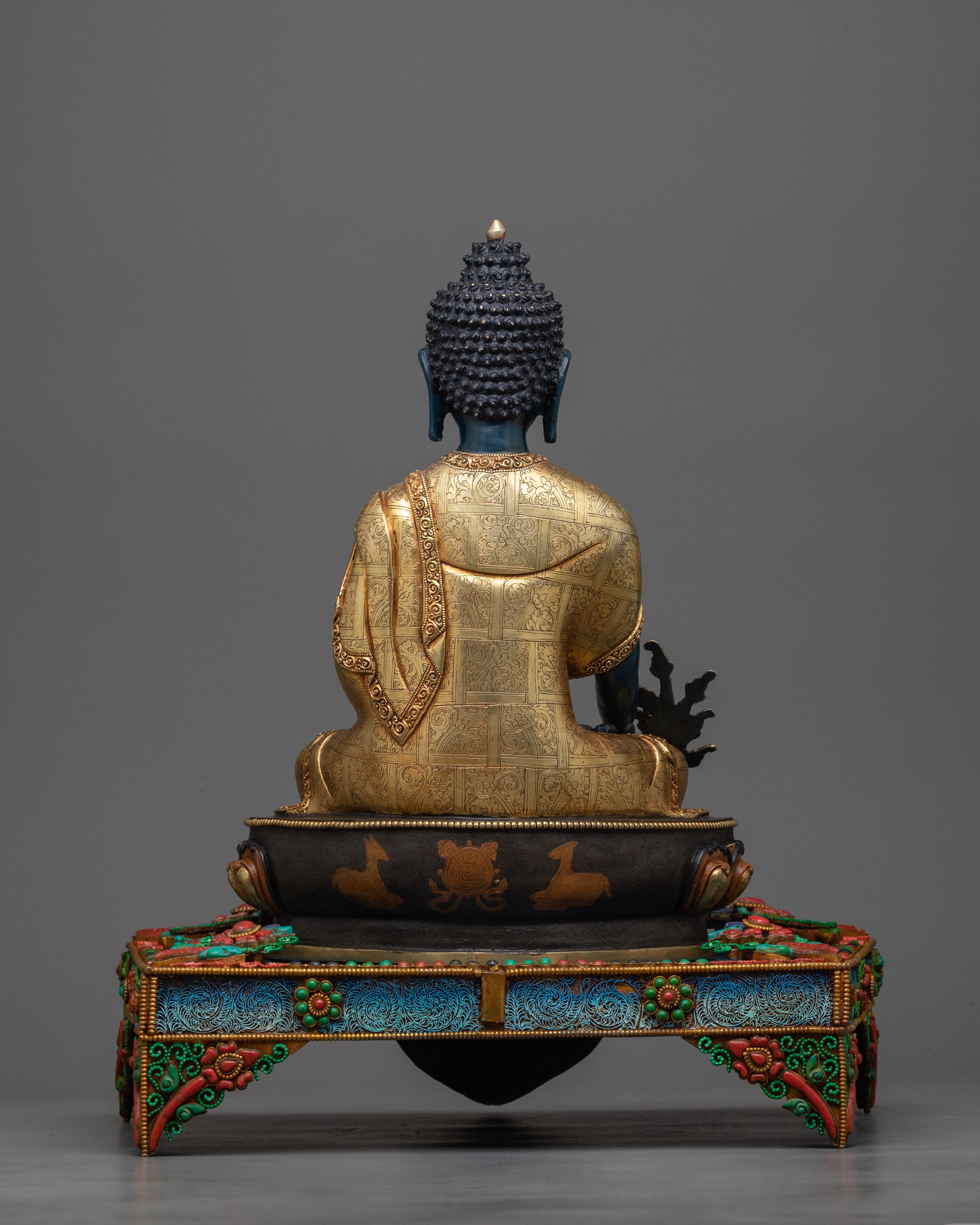 Blue Medicine Buddha: The Healing Master | Exquisite Bhaisajyaguru on Throne Statue
