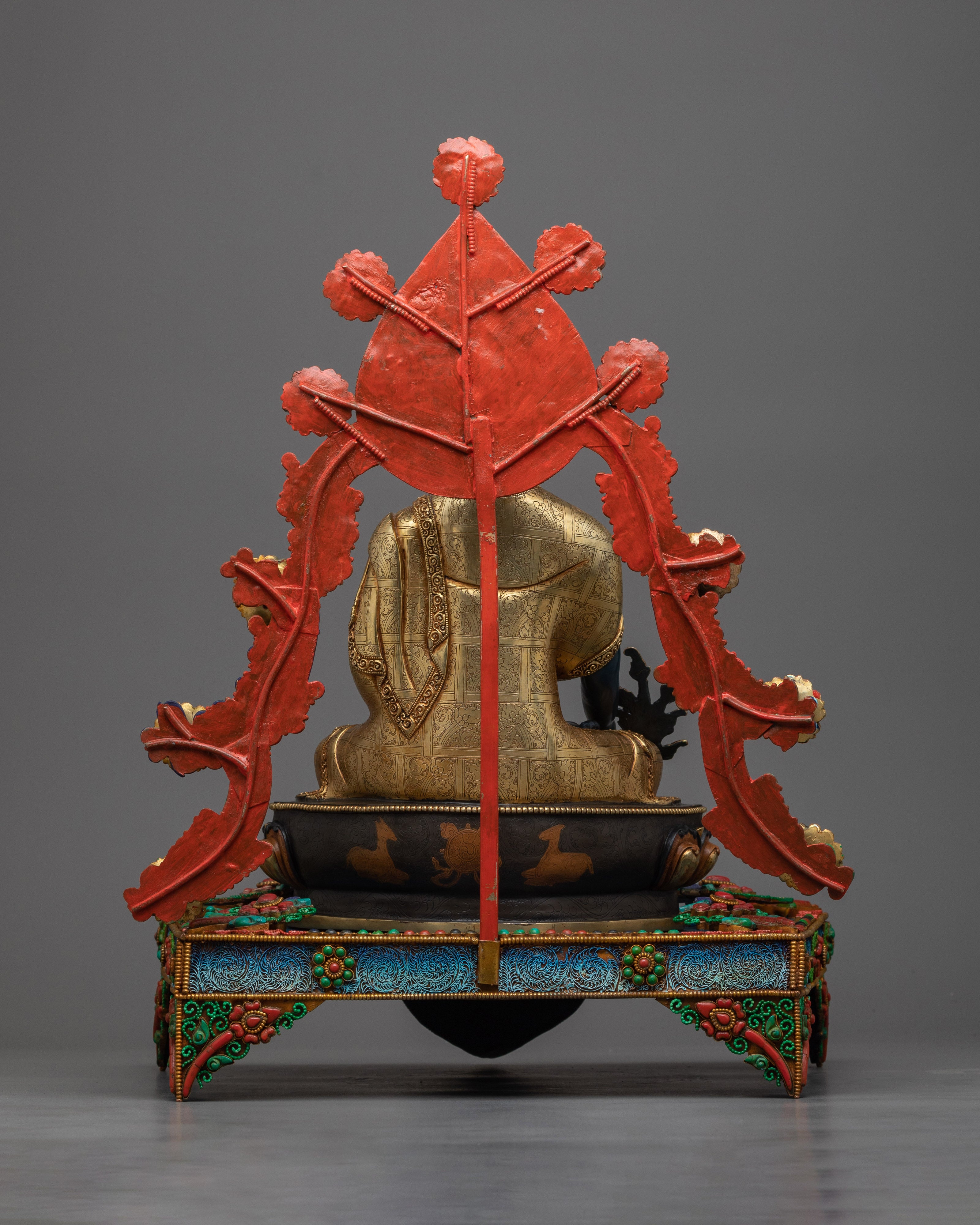 Blue Medicine Buddha: The Healing Master | Exquisite Bhaisajyaguru on Throne Statue