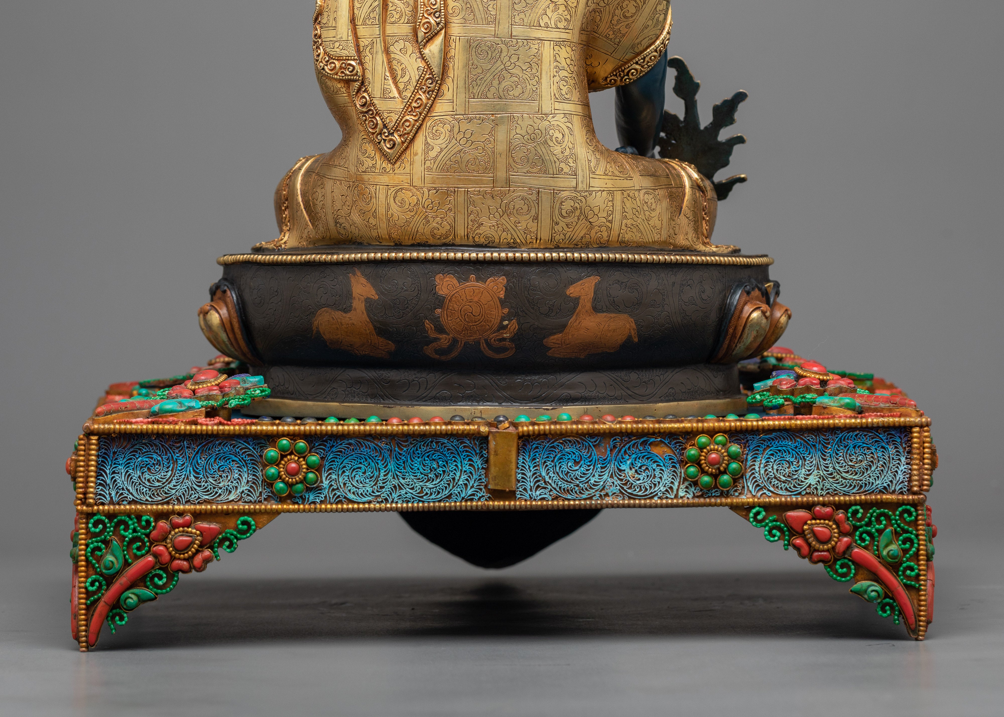 Blue Medicine Buddha: The Healing Master | Exquisite Bhaisajyaguru on Throne Statue