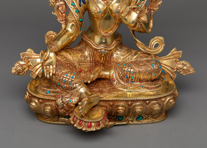 Green Tara Copper Gilt Sculpture | The Compassionate Liberator