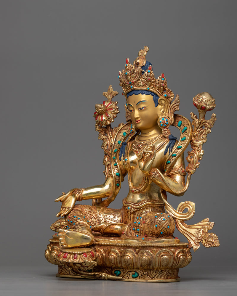 green-tara-copper gilt sculpture