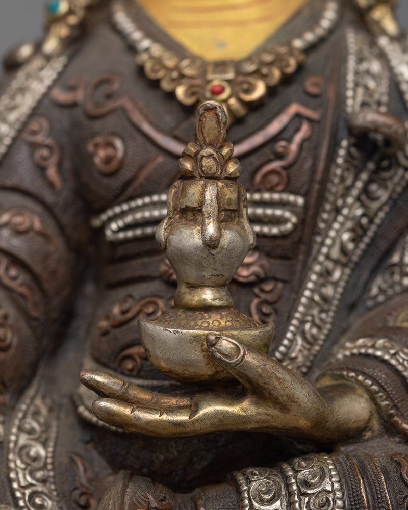 Lotus-Born Guru Rinpoche Sculpture | The Precious Master - Oxidized Sculpture