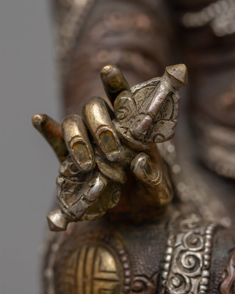 Lotus-Born Guru Rinpoche Sculpture | The Precious Master - Oxidized Sculpture