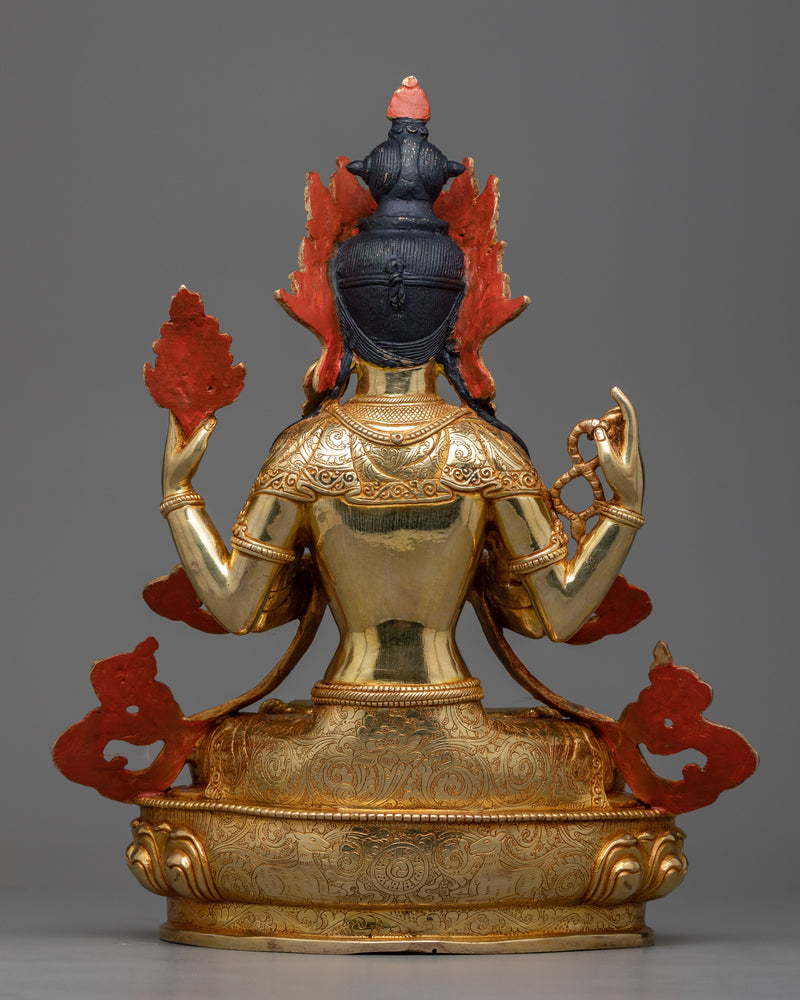 Chenrezig: The Bodhisattva of Compassion | 24K Gold Gilded Statue